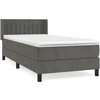 Image de vidaXL Lit boxspring avec matelas gris foncé 100x200 cm velours