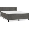 Image de vidaXL Lit boxspring avec matelas gris foncé 140x190 cm velours