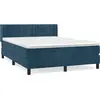Image de vidaXL Lit boxspring avec matelas bleu foncé 140x200 cm velours