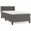 Image de vidaXL Lit boxspring avec matelas gris foncé 100x200 cm velours