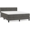 Image de vidaXL Lit boxspring avec matelas gris foncé 140x190 cm velours