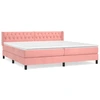 Image de vidaXL Lit boxspring avec matelas rose 200x200 cm velours