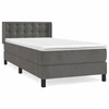 Image de vidaXL Lit boxspring avec matelas gris foncé 100x200 cm velours