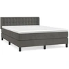 Image de vidaXL Lit boxspring avec matelas gris foncé 140x200 cm velours