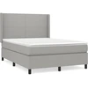 Image de vidaXL Lit boxspring avec matelas gris clair 140x190 cm Tissu