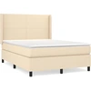 Image de vidaXL Lit boxspring avec matelas Crème 140x190 cm Tissu