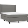 Image de vidaXL Lit boxspring avec matelas gris foncé 140x200 cm Tissu