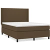 Image de vidaXL Lit boxspring avec matelas Marron foncé 140x200 cm Tissu