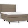 Image de vidaXL Lit boxspring avec matelas Taupe 140x200 cm Tissu