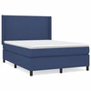 Image de vidaXL Lit boxspring avec matelas bleu 140x200 cm Tissu