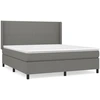 Image de vidaXL Lit boxspring avec matelas gris foncé 160x200 cm Tissu