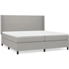 Image de vidaXL Lit boxspring avec matelas gris clair 200x200 cm Tissu