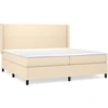 Image de vidaXL Lit boxspring avec matelas Crème 200x200 cm Tissu
