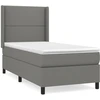 Image de vidaXL Lit boxspring avec matelas gris foncé 90x200 cm Tissu