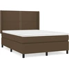 Image de vidaXL Lit boxspring avec matelas brun foncé 140x190 cm Tissu