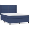 Image de vidaXL Lit boxspring avec matelas bleu 140x190 cm Tissu