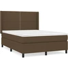 Image de vidaXL Lit boxspring avec matelas Marron foncé 140x200 cm Tissu