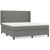 Image de vidaXL Lit boxspring avec matelas gris foncé 180x200 cm Tissu