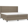 Image de vidaXL Lit boxspring avec matelas Taupe 200x200 cm Tissu