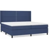 Image de vidaXL Lit boxspring avec matelas bleu 200x200 cm Tissu