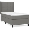 Image de vidaXL Lit boxspring avec matelas gris foncé 90x200 cm Tissu