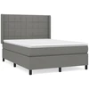 Image de vidaXL Lit boxspring avec matelas gris foncé 140x190 cm Tissu