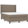 Image de vidaXL Lit boxspring avec matelas Taupe 140x200 cm Tissu