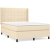 Image de vidaXL Lit boxspring avec matelas Crème 140x200 cm Tissu