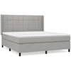 Image de vidaXL Lit boxspring avec matelas gris clair 160x200 cm Tissu