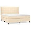 Image de vidaXL Lit boxspring avec matelas Crème 160x200 cm Tissu