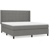 Image de vidaXL Lit boxspring avec matelas gris foncé 180x200 cm Tissu
