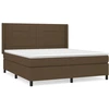 Image de vidaXL Lit boxspring avec matelas brun foncé 180x200 cm Tissu