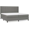 Image de vidaXL Lit boxspring avec matelas gris foncé 200x200 cm Tissu