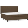 Image de vidaXL Lit boxspring avec matelas brun foncé 200x200 cm Tissu