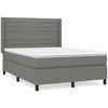 Image de vidaXL Lit boxspring avec matelas gris foncé 140x190 cm Tissu
