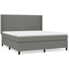 Image de vidaXL Lit boxspring avec matelas gris foncé 160x200 cm Tissu