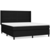 Image de vidaXL Lit boxspring avec matelas noir 160x200 cm Tissu