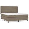 Image de vidaXL Lit boxspring avec matelas Taupe 160x200 cm Tissu