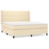 Image de vidaXL Lit boxspring avec matelas Crème 160x200 cm Tissu