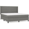 Image de vidaXL Lit boxspring avec matelas gris foncé 180x200 cm Tissu