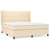 Image de vidaXL Lit boxspring avec matelas Crème 180x200 cm Tissu