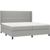 Image de vidaXL Lit boxspring avec matelas gris clair 200x200 cm Tissu