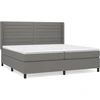 Image de vidaXL Lit boxspring avec matelas gris foncé 200x200 cm Tissu