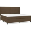 Image de vidaXL Lit boxspring avec matelas brun foncé 200x200 cm Tissu