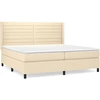 Image de vidaXL Lit boxspring avec matelas Crème 200x200 cm Tissu