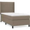 Image de vidaXL Lit boxspring avec matelas Taupe 90x200 cm Tissu