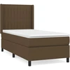 Image de vidaXL Lit boxspring avec matelas brun foncé 100x200 cm Tissu