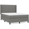 Image de vidaXL Lit boxspring avec matelas gris foncé 140x190 cm Tissu