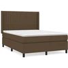 Image de vidaXL Lit boxspring avec matelas brun foncé 140x190 cm Tissu