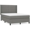 Image de vidaXL Lit boxspring avec matelas gris foncé 140x200 cm Tissu